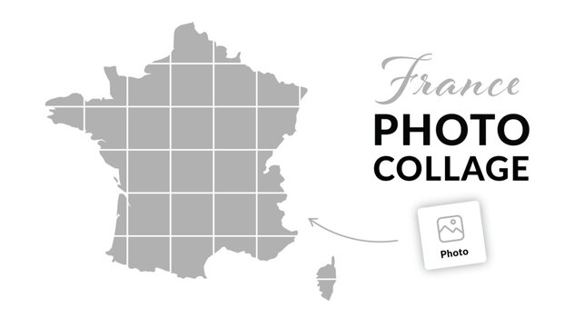 France photo collage. Travel, trip, country photo concept. Map of France collage. Vector	
