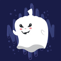Isolated cute halloween ghost character Vector illustration