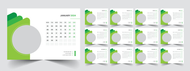 Calendar 2024 week start Monday corporate design planner template