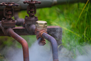 Corrosion rusty through socket tube steam gas leak valve pipeline