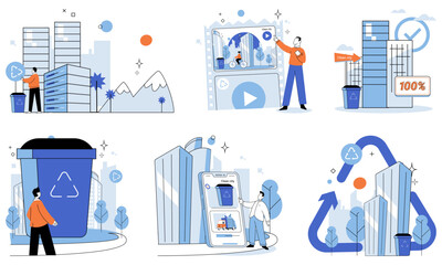 Waste disposal. Vector illustration. It is metaphorical bin where we handle remnants our consumption, making choices have significant impact on environment and world we live