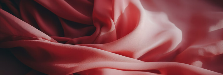 Pink flowing chiffon fabric background texture banner, textile header