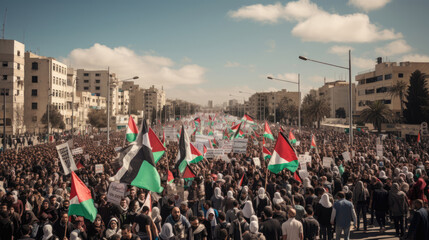 Fototapeta na wymiar Palestinian protest rally for freedom