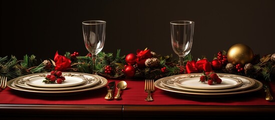 Obraz na płótnie Canvas Holiday dinner table set