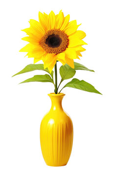 Sunflower On Vase Isolated on Transparent Background
