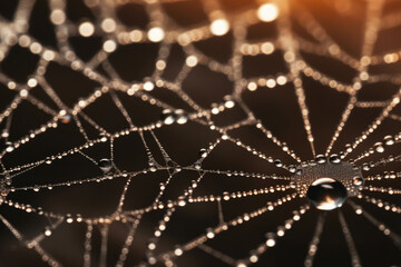 Ethereal Morning Glow on a Spider's Web