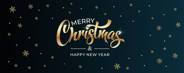 Fototapeta na wymiar Merry Christmas and Happy New Year hand lettering calligraphy. Vector holiday illustration element.