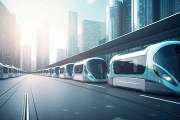 Fast transportation system in modern city. Generative AI