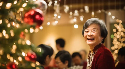Fotobehang クリスマスパーティー、クリスマスと日本人のシニア女性 © tota