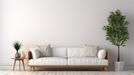 contemporary interior design in living room mock up with white couch