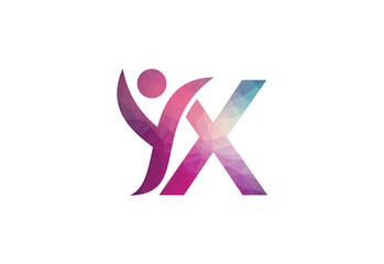 Abstract Initial Letter X Connecting People Logo.