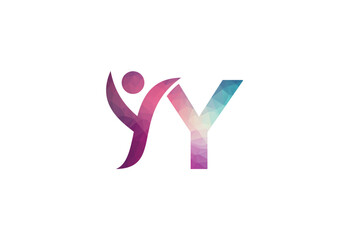 Abstract Initial Letter Y Connecting People Logo.