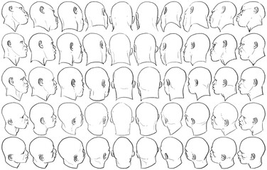 50 Male Heads - Digital Art (3D to 2D)