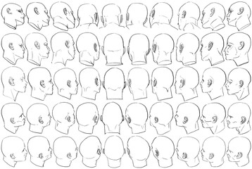 50 Male Heads - Digital Art (3D to 2D)
