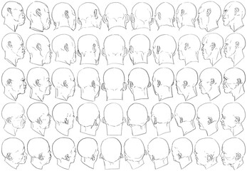 50 Male Heads - Digital Art (3D to 2D)