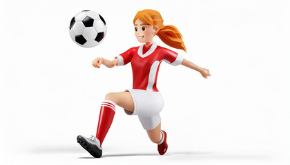 Fototapeta na wymiar 3d miniature toy people, playing soccer