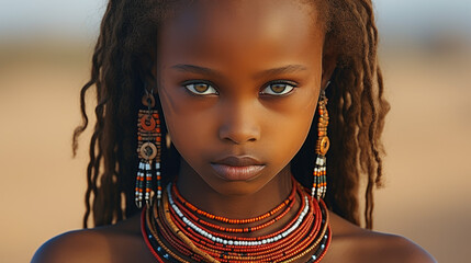 Portrait d'une petite fille africaine - obrazy, fototapety, plakaty
