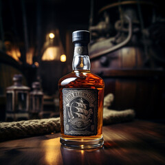 Product Mockup | Rum | Whiskey | Pirate Ship | Rugged | Bottle - obrazy, fototapety, plakaty