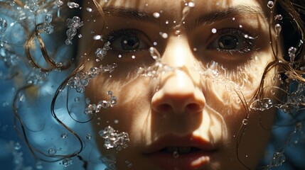 Fototapeta na wymiar Girl underwater in the pool