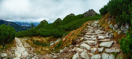 Panorama landscape in the mountains Tatra National Park, Zakopane Poland. Kasprowy Wierch