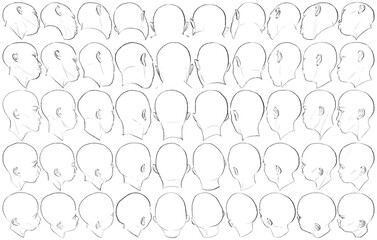 50 Female Heads - Digital Art (3D to 2D)