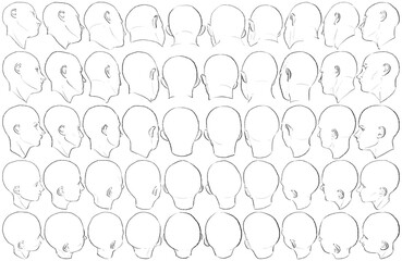 50 Female Heads - Digital Art (3D to 2D)