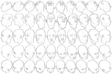 50 Female Heads - Digital Art (3D to 2D)