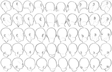 50 Female Heads - Digital Art (3D to 2D)