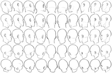 50 Female Heads - Digital Art (3D to 2D)