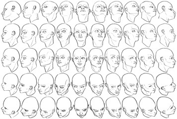 50 Female Heads - Digital Art (3D to 2D)