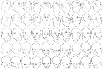 50 Female Heads - Digital Art (3D to 2D)
