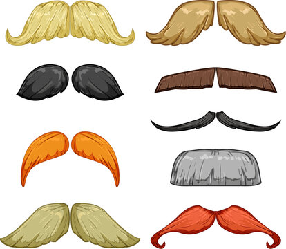 moustaches set cartoon. vintage hair, moustache face, silhouette style moustaches sign. isolated symbol vector illustration