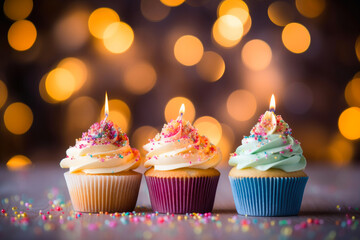 Festive Cupcake Decorations in Happy Birthday Setting