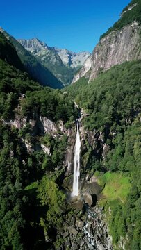 The waterfall of Foroglio in Maggia Valley, Ticino, Switzerland