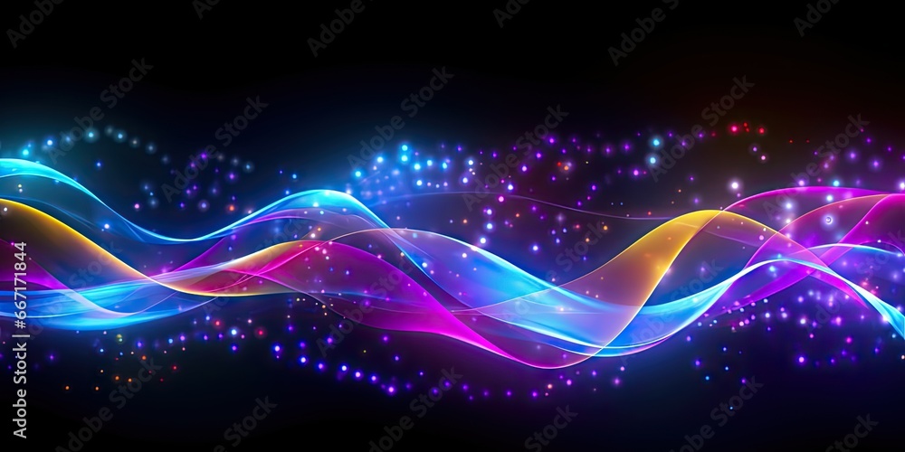 Aufkleber futuristic flow. abstract digital light waves background. energetic illumination. dynamic and line d