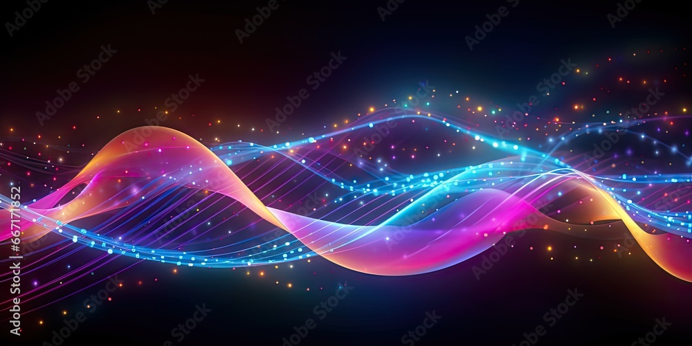 Poster futuristic flow. abstract digital light waves background. energetic illumination. dynamic and line d