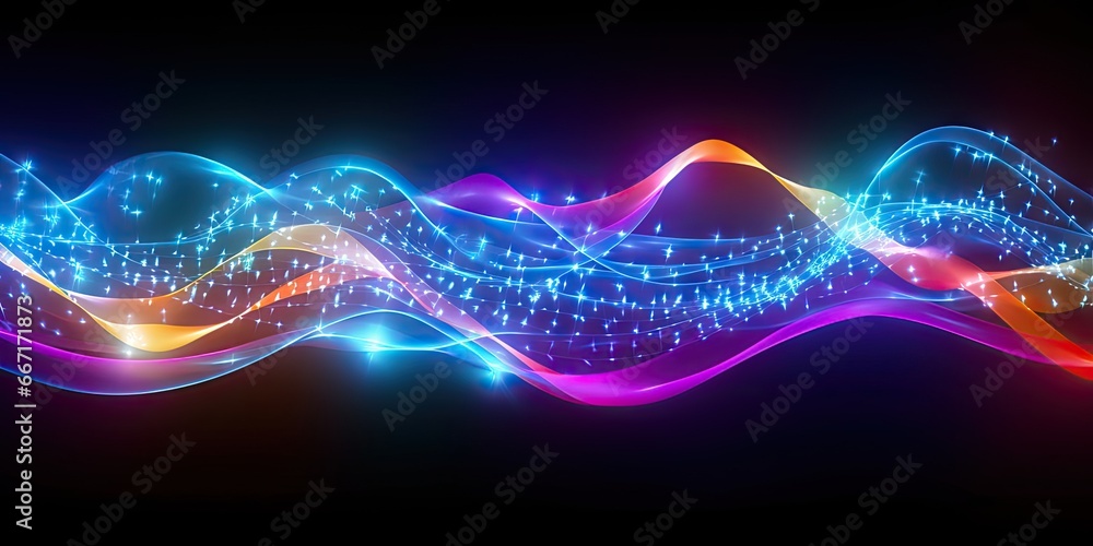 Aufkleber futuristic flow. abstract digital light waves background. energetic illumination. dynamic and line d