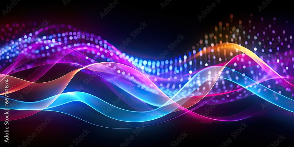 Aufkleber futuristic flow. abstract digital light waves background. energetic illumination. dynamic and line d
