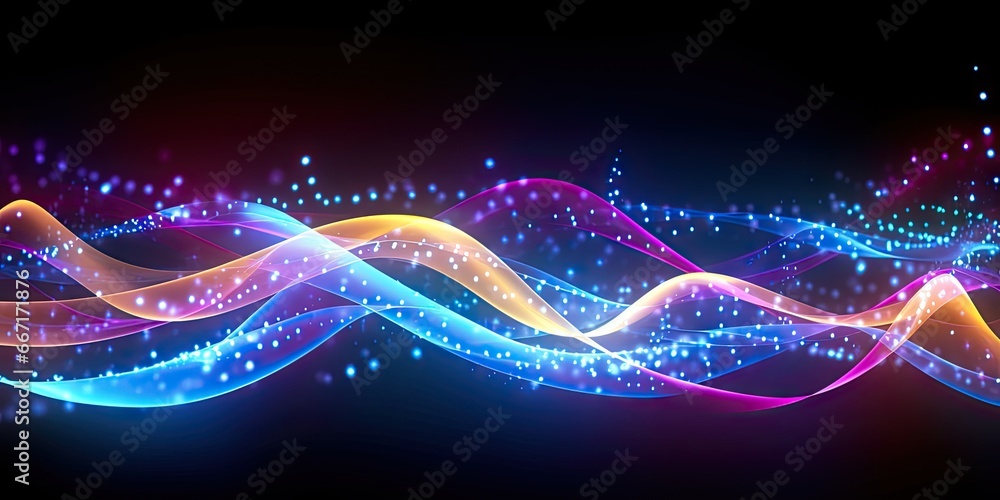 Poster futuristic flow. abstract digital light waves background. energetic illumination. dynamic and line d