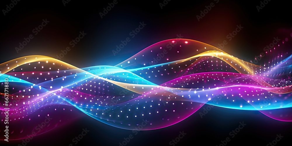 Poster futuristic flow. abstract digital light waves background. energetic illumination. dynamic and line d