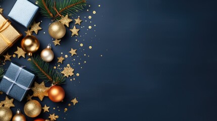 Christmas background with decorations Merry Christmas greeting card. - Powered by Adobe