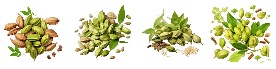 Cardamom  Herbs And Leaves Hyperrealistic Highly Detailed Isolated On Transparent Background Png File