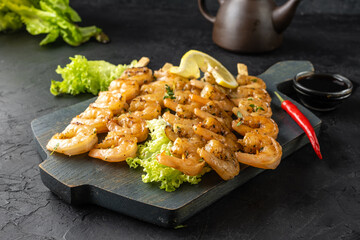 Grilled shrimp skewers, shrimp yakitori.