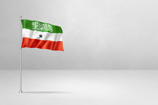 Somaliland flag isolated on white concrete wall background
