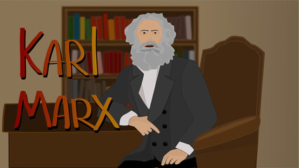  A vector drawing of philosopher Karl Marx