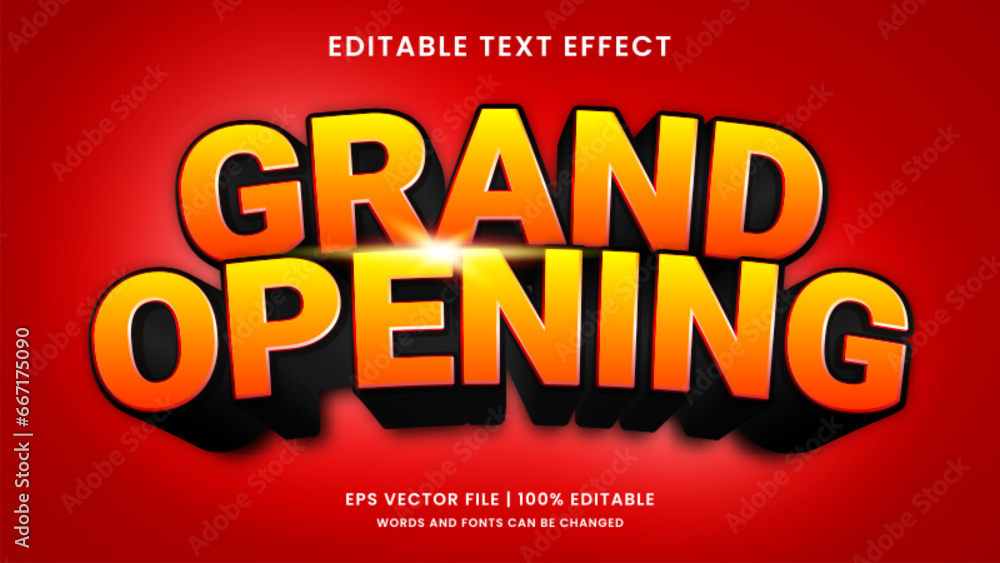 Wall mural grand opening 3d editable text effect