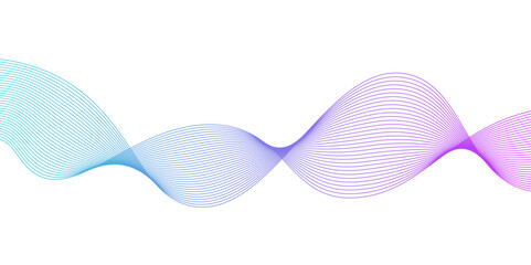 Wavy lines or ribbons. Multicolored striped gradient. Creative unusual background, Modern technology background, wave design. Vector illustration,	