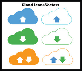 Cloud Icons Vector, Solid Cloud Icons Vectors, Outlined Cloud Icons Vectors  