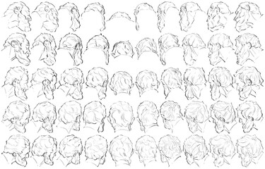 50 Hairstyles - Digital Art (3D to 2D)