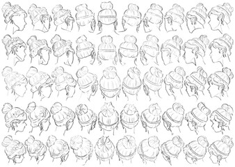 50 Hairstyles - Digital Art (3D to 2D)